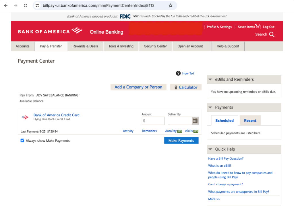 Setting up AutoPay for Bank of America credit cards 1